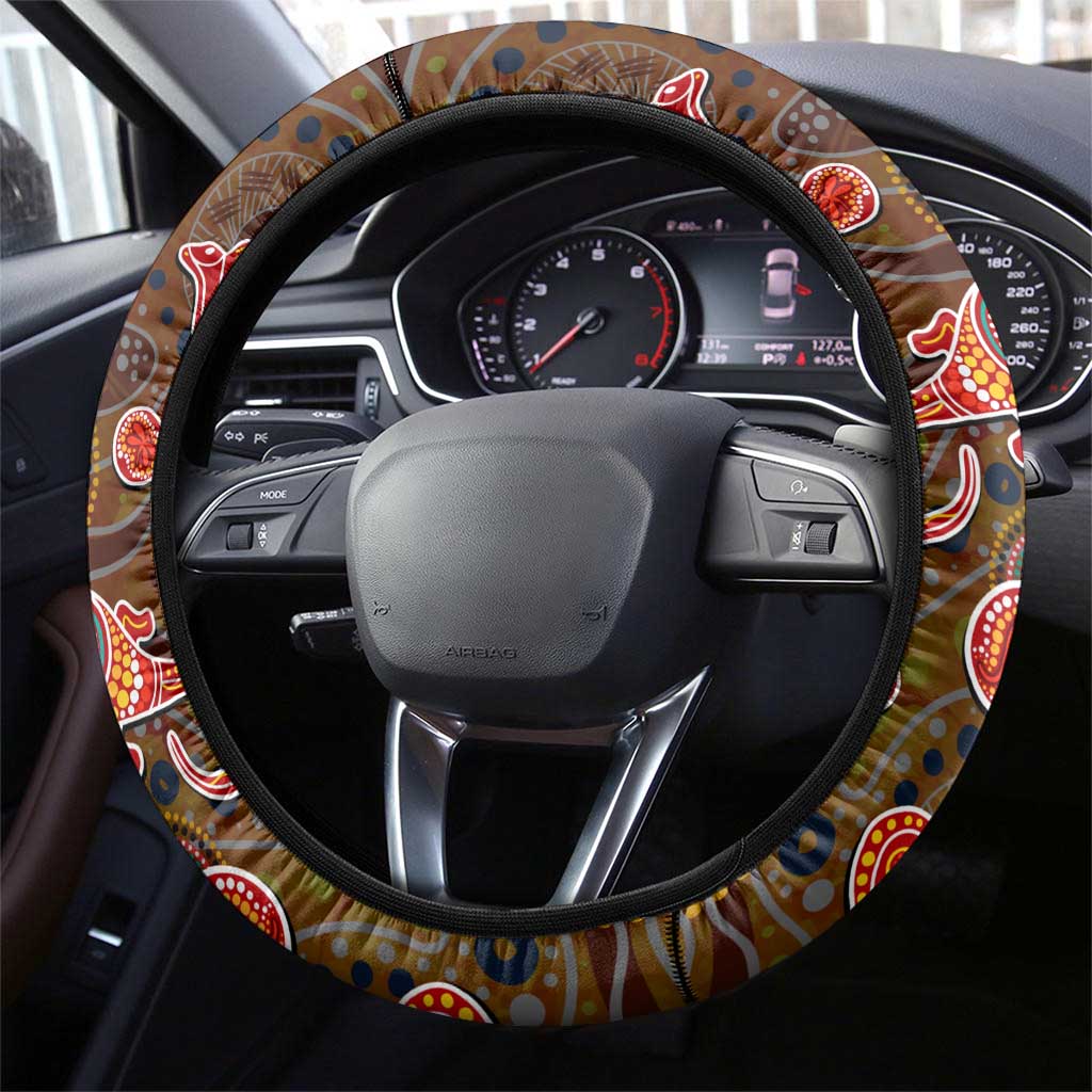 Animal Australia Aboriginal Art Steering Wheel Cover