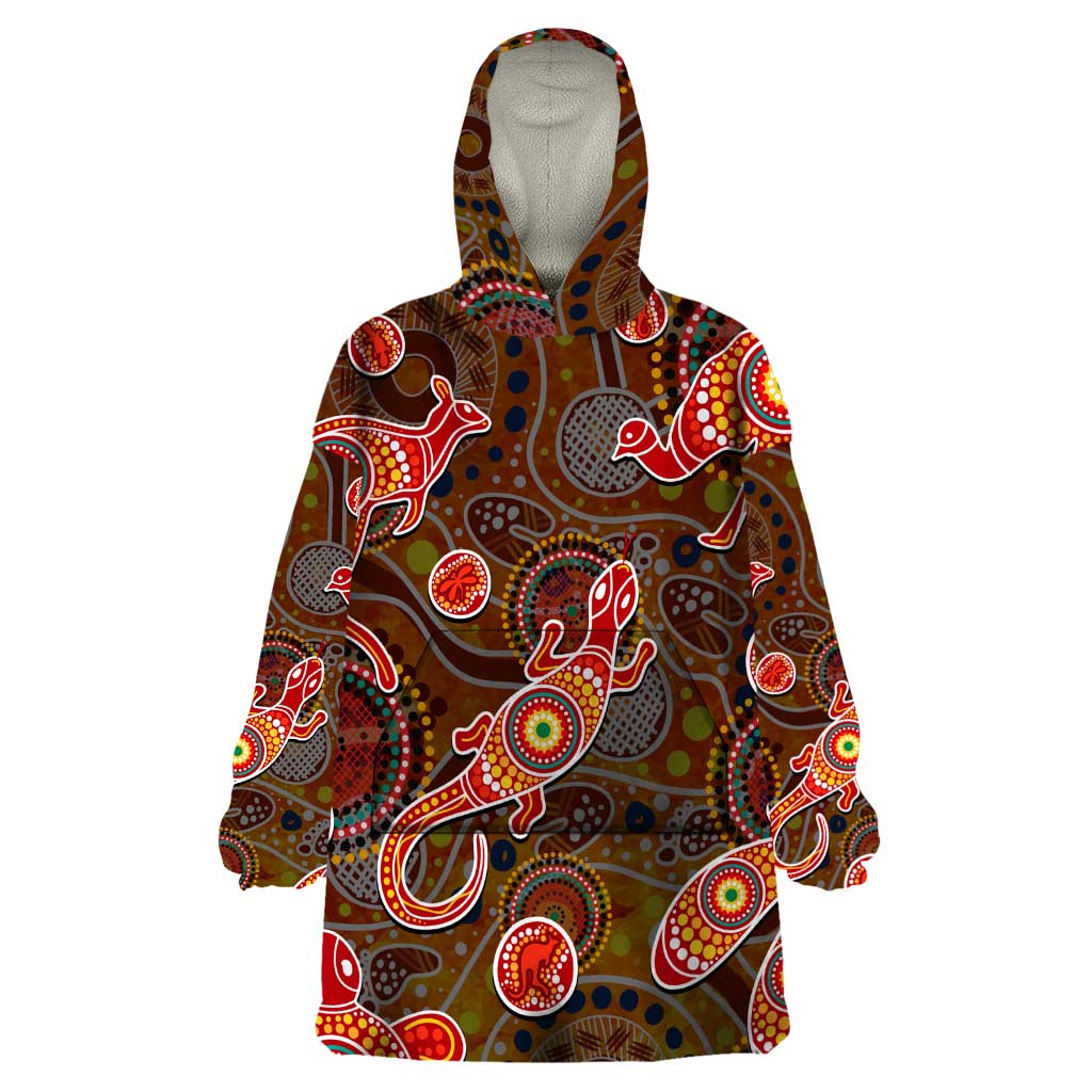 Animal Australia Aboriginal Art Wearable Blanket Hoodie