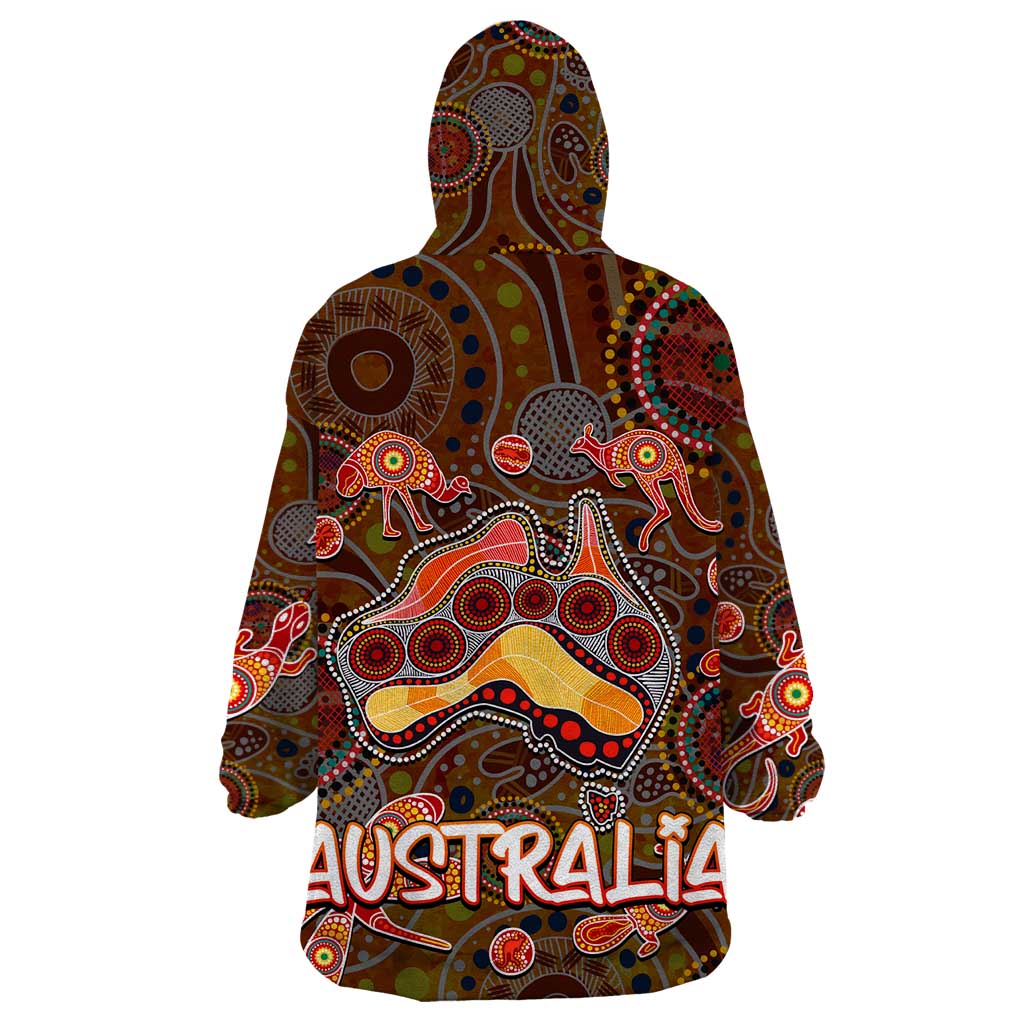 Animal Australia Aboriginal Art Wearable Blanket Hoodie