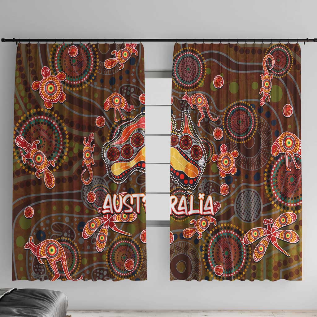 Animal Australia Aboriginal Art Window Curtain