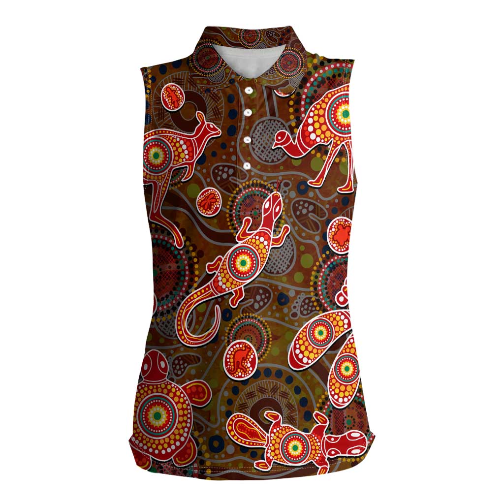 Animal Australia Aboriginal Art Women Sleeveless Polo Shirt