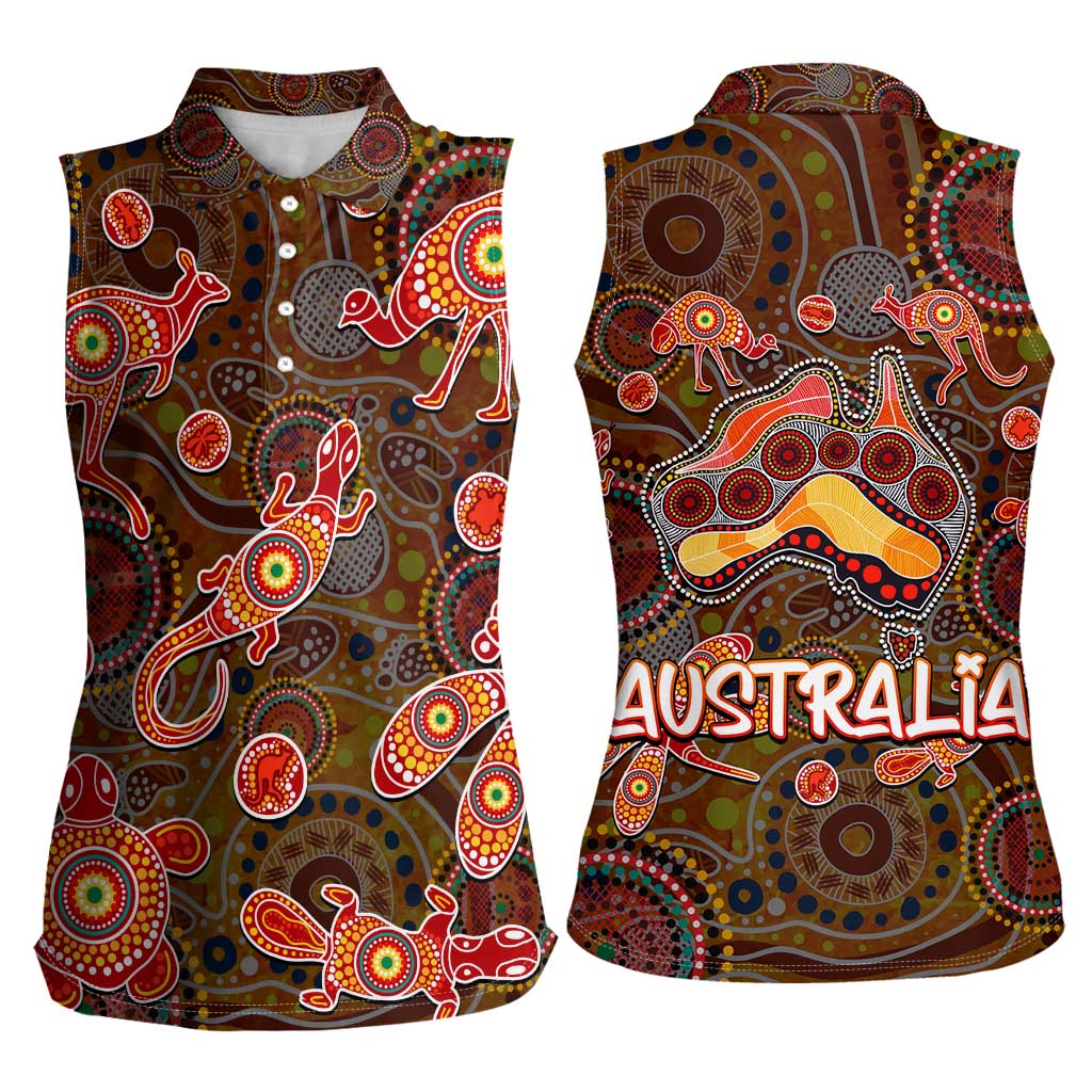 Animal Australia Aboriginal Art Women Sleeveless Polo Shirt