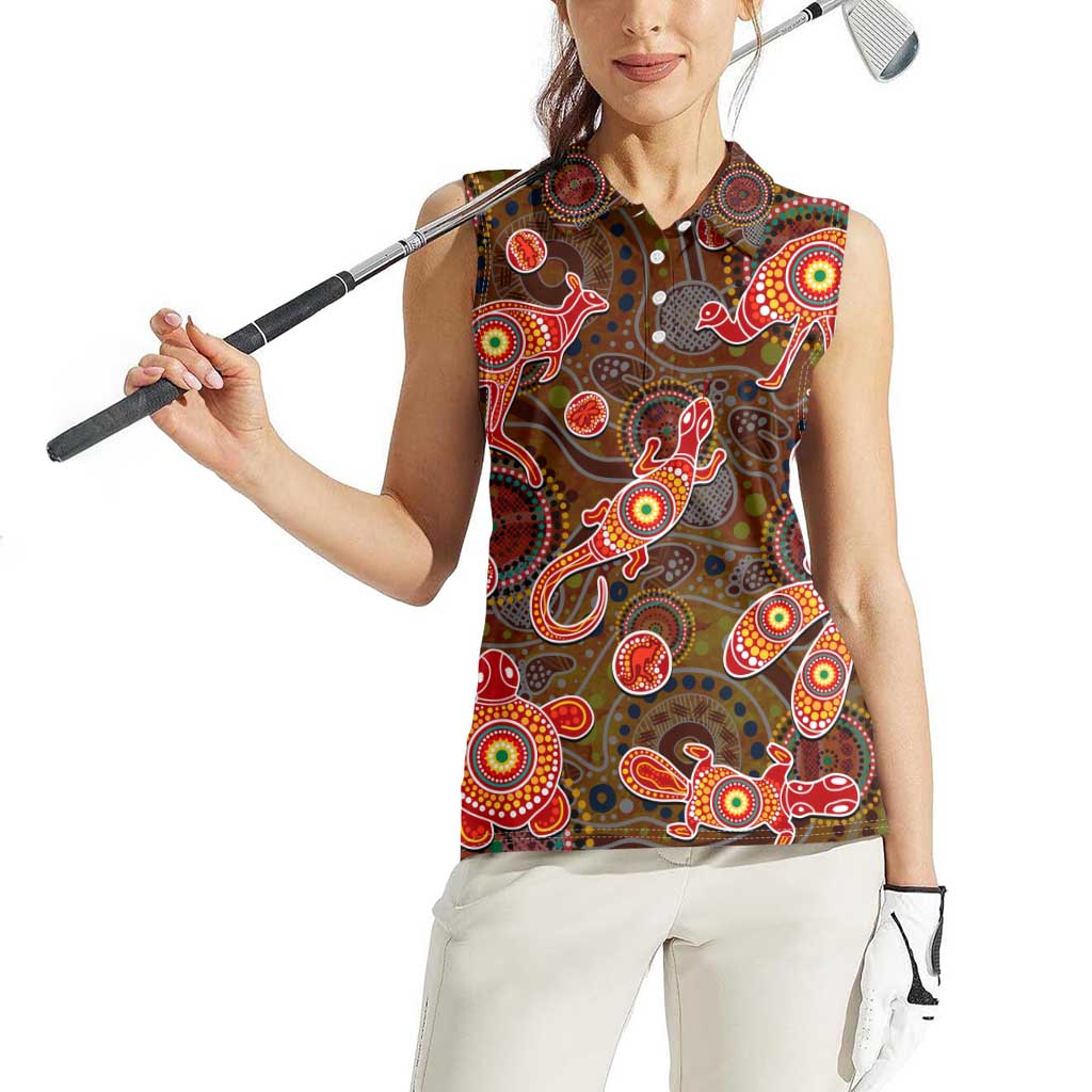 Animal Australia Aboriginal Art Women Sleeveless Polo Shirt