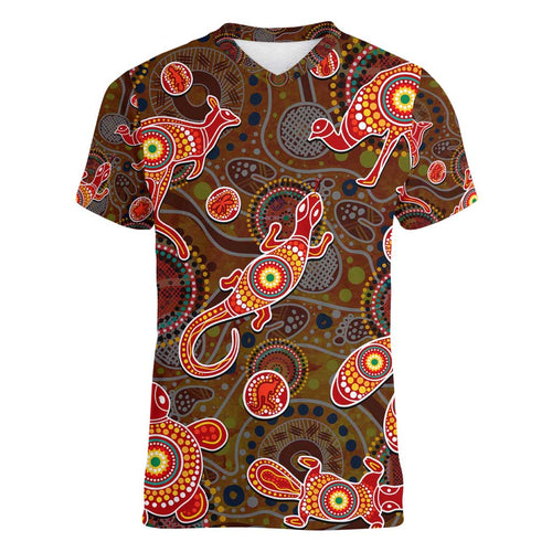 Animal Australia Aboriginal Art Women V-Neck T-Shirt