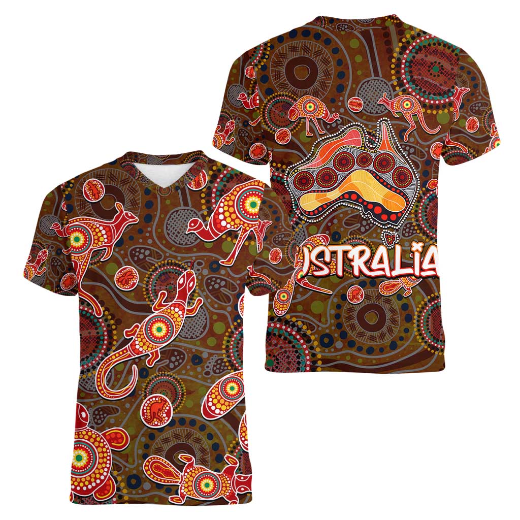 Animal Australia Aboriginal Art Women V-Neck T-Shirt