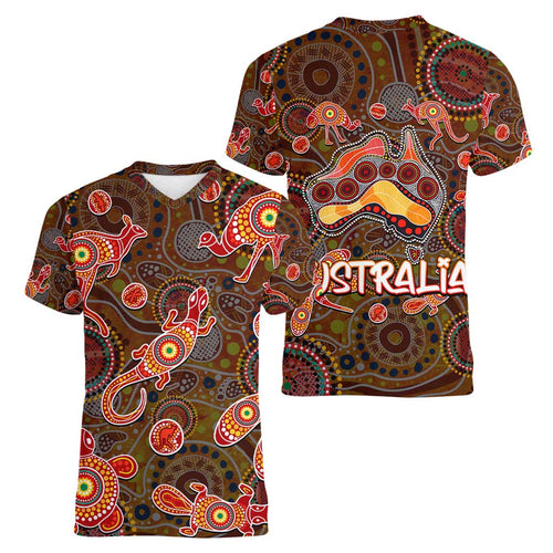 Animal Australia Aboriginal Art Women V-Neck T-Shirt