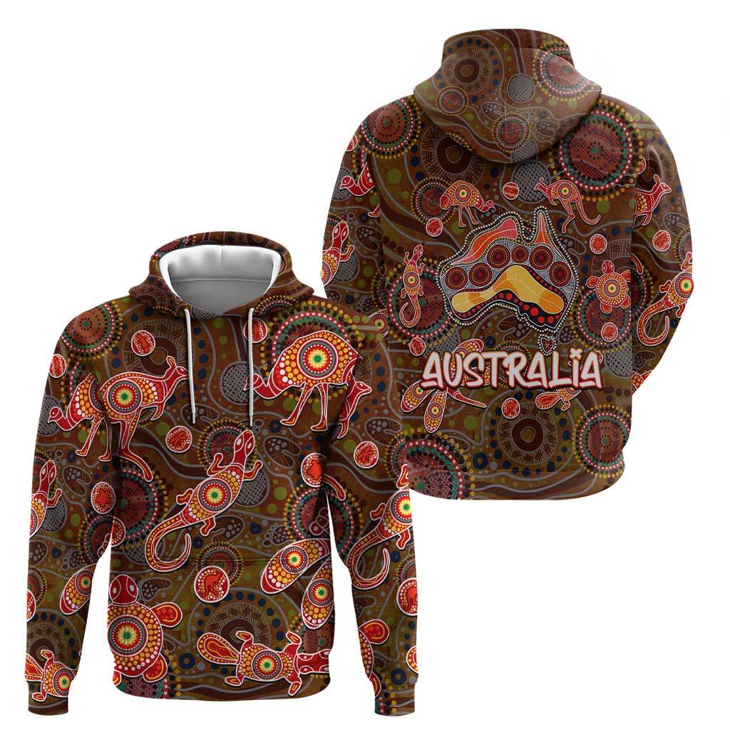 Animal Australia Aboriginal Art Zip Hoodie
