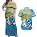 australia-fishing-couples-matching-off-shoulder-maxi-dress-and-hawaiian-shirt-love-fishing-murray-cod-in-aboriginal-art-patterns