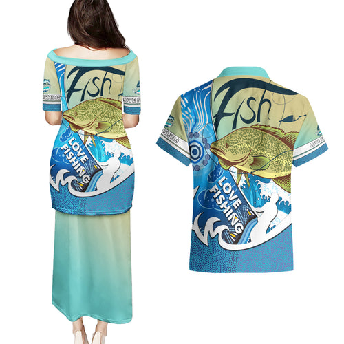 australia-fishing-couples-matching-puletasi-dress-and-hawaiian-shirt-love-fishing-murray-cod-in-aboriginal-art-patterns