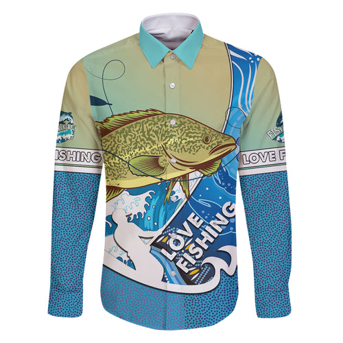 australia-fishing-family-matching-off-shoulder-short-dress-and-hawaiian-shirt-love-fishing-murray-cod-in-aboriginal-art-patterns