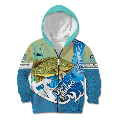 australia-fishing-kid-hoodie-love-fishing-murray-cod-in-aboriginal-art-patterns