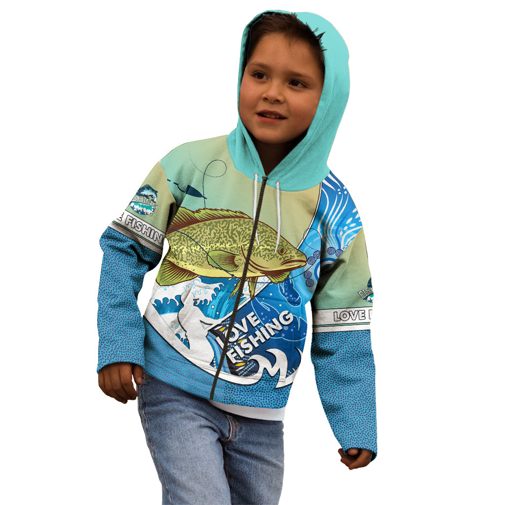 australia-fishing-kid-hoodie-love-fishing-murray-cod-in-aboriginal-art-patterns
