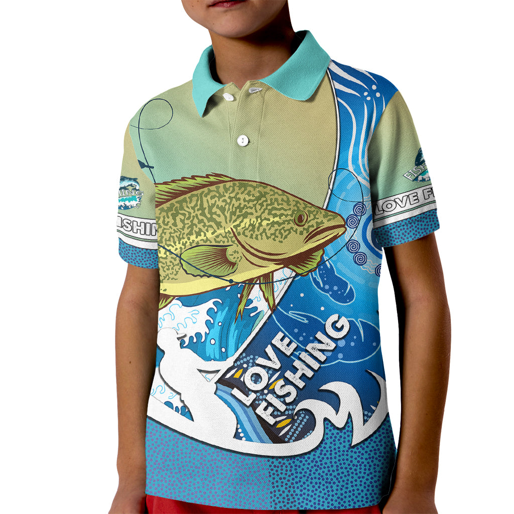 australia-fishing-kid-polo-shirt-love-fishing-murray-cod-in-aboriginal-art-patterns