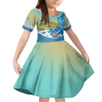 australia-fishing-kid-short-sleeve-dress-love-fishing-murray-cod-in-aboriginal-art-patterns