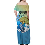 australia-fishing-off-shoulder-maxi-dress-love-fishing-murray-cod-in-aboriginal-art-patterns