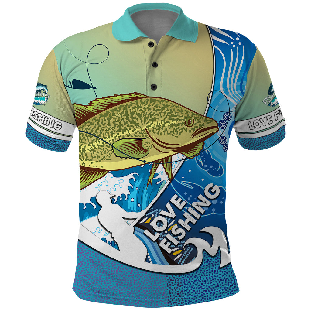 australia-fishing-polo-shirt-love-fishing-murray-cod-in-aboriginal-art-patterns