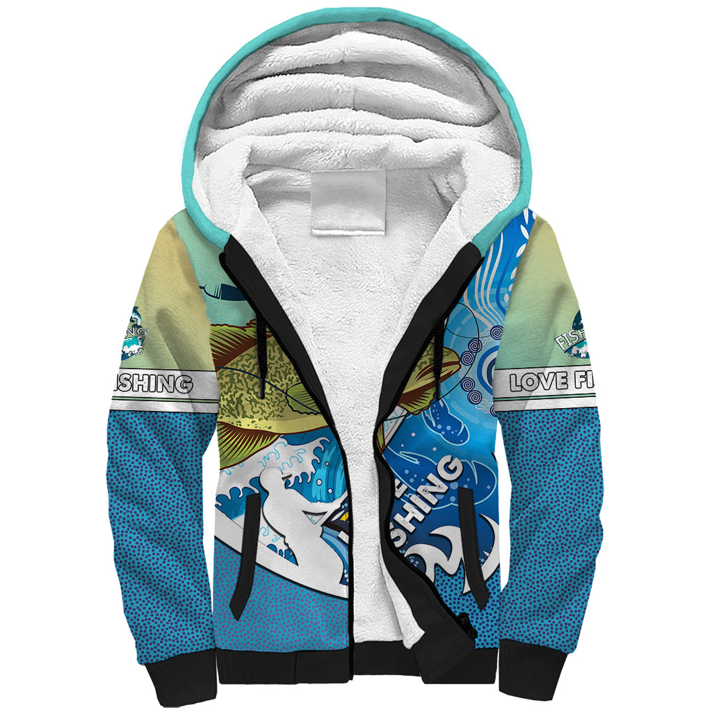 australia-fishing-sherpa-hoodie-love-fishing-murray-cod-in-aboriginal-art-patterns