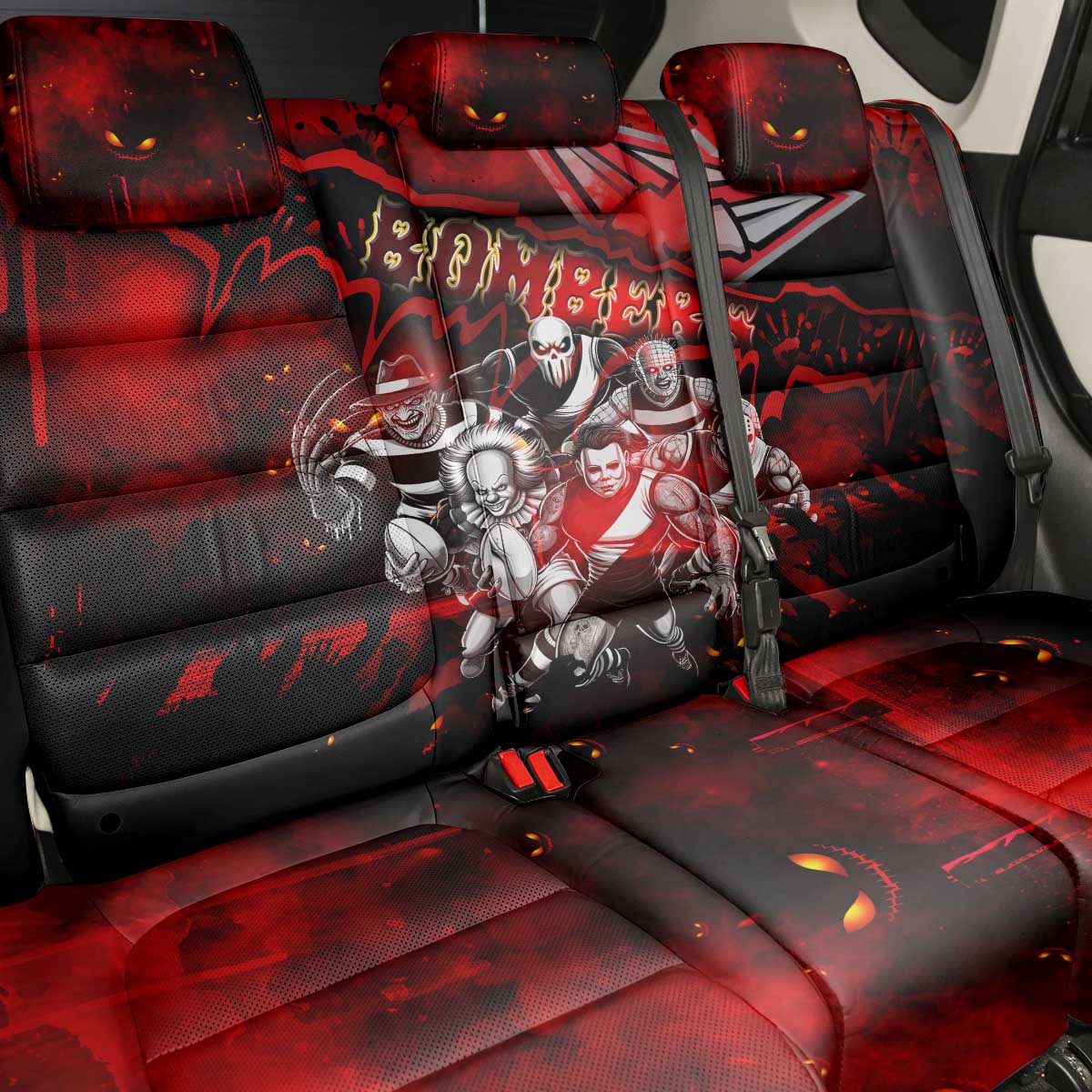 Step Into Horror Domain Bombers Football Back Car Seat Cover Halloween Horror Movie Characters - Aussie Hoodie