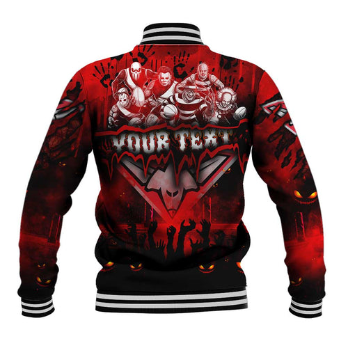 Step Into Horror Domain Bombers Football Baseball Jacket Halloween Horror Movie Characters - Aussie Hoodie