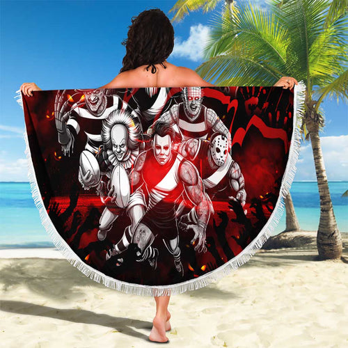 Step Into Horror Domain Bombers Football Beach Blanket Halloween Horror Movie Characters - Aussie Hoodie