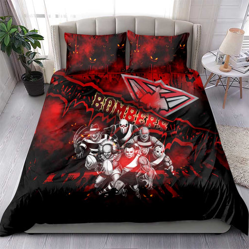 Step Into Horror Domain Bombers Football Bedding Set Halloween Horror Movie Characters - Aussie Hoodie