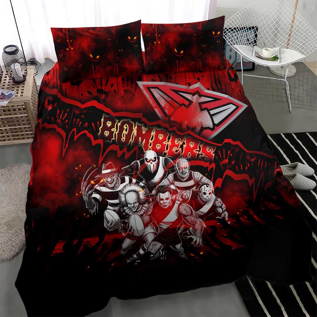 Step Into Horror Domain Bombers Football Bedding Set Halloween Horror Movie Characters - Aussie Hoodie