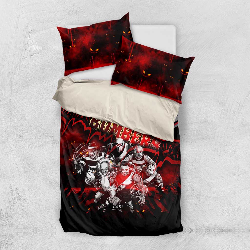Step Into Horror Domain Bombers Football Bedding Set Halloween Horror Movie Characters - Aussie Hoodie