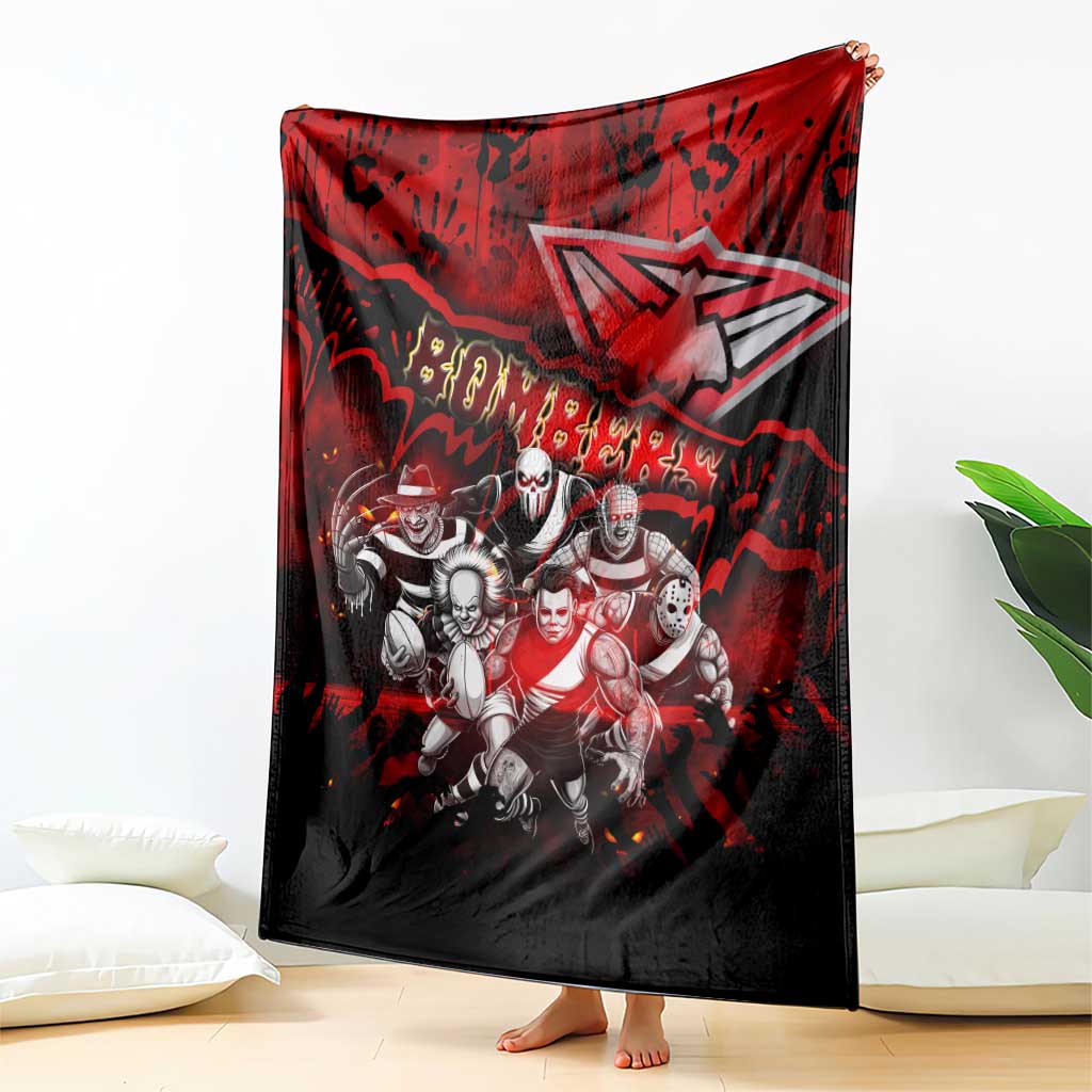 Step Into Horror Domain Bombers Football Blanket Halloween Horror Movie Characters - Aussie Hoodie