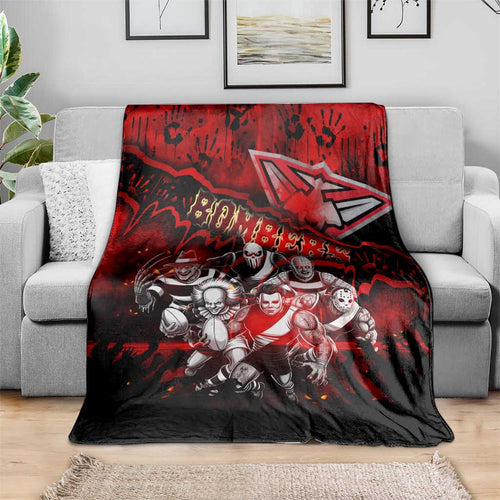 Step Into Horror Domain Bombers Football Blanket Halloween Horror Movie Characters - Aussie Hoodie