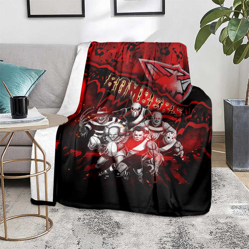 Step Into Horror Domain Bombers Football Blanket Halloween Horror Movie Characters - Aussie Hoodie