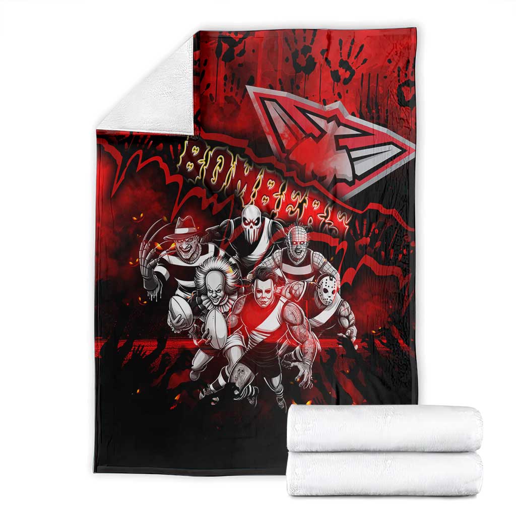 Step Into Horror Domain Bombers Football Blanket Halloween Horror Movie Characters - Aussie Hoodie