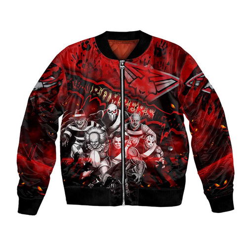Step Into Horror Domain Bombers Football Bomber Jacket Halloween Horror Movie Characters - Aussie Hoodie