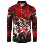 Step Into Horror Domain Bombers Football Button Sweatshirt Halloween Horror Movie Characters - Aussie Hoodie
