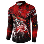Step Into Horror Domain Bombers Football Button Sweatshirt Halloween Horror Movie Characters - Aussie Hoodie