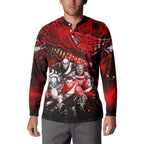 Step Into Horror Domain Bombers Football Button Sweatshirt Halloween Horror Movie Characters - Aussie Hoodie