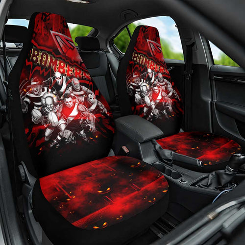 Step Into Horror Domain Bombers Football Car Seat Cover Halloween Horror Movie Characters - Aussie Hoodie