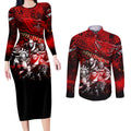Step Into Horror Domain Bombers Football Couples Matching Long Sleeve Bodycon Dress and Long Sleeve Button Shirt Halloween Horror Movie Characters - Aussie Hoodie
