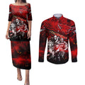 Step Into Horror Domain Bombers Football Couples Matching Puletasi and Long Sleeve Button Shirt Halloween Horror Movie Characters - Aussie Hoodie