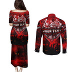 Step Into Horror Domain Bombers Football Couples Matching Puletasi and Long Sleeve Button Shirt Halloween Horror Movie Characters - Aussie Hoodie