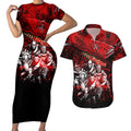 Step Into Horror Domain Bombers Football Couples Matching Short Sleeve Bodycon Dress and Hawaiian Shirt Halloween Horror Movie Characters - Aussie Hoodie