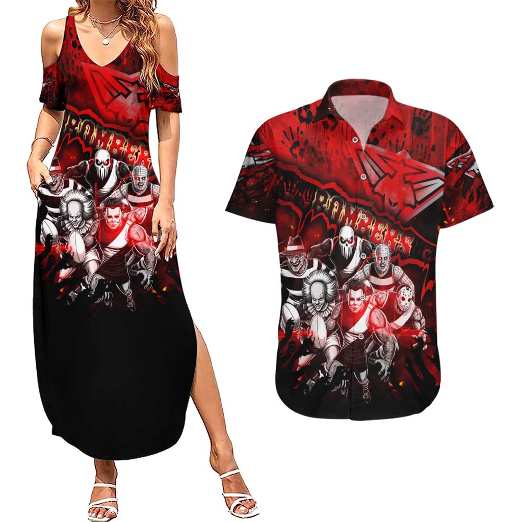 Step Into Horror Domain Bombers Football Couples Matching Summer Maxi Dress and Hawaiian Shirt Halloween Horror Movie Characters - Aussie Hoodie