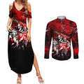 Step Into Horror Domain Bombers Football Couples Matching Summer Maxi Dress and Long Sleeve Button Shirt Halloween Horror Movie Characters - Aussie Hoodie