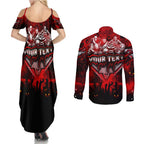 Step Into Horror Domain Bombers Football Couples Matching Summer Maxi Dress and Long Sleeve Button Shirt Halloween Horror Movie Characters - Aussie Hoodie
