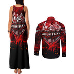 Step Into Horror Domain Bombers Football Couples Matching Tank Maxi Dress and Long Sleeve Button Shirt Halloween Horror Movie Characters - Aussie Hoodie
