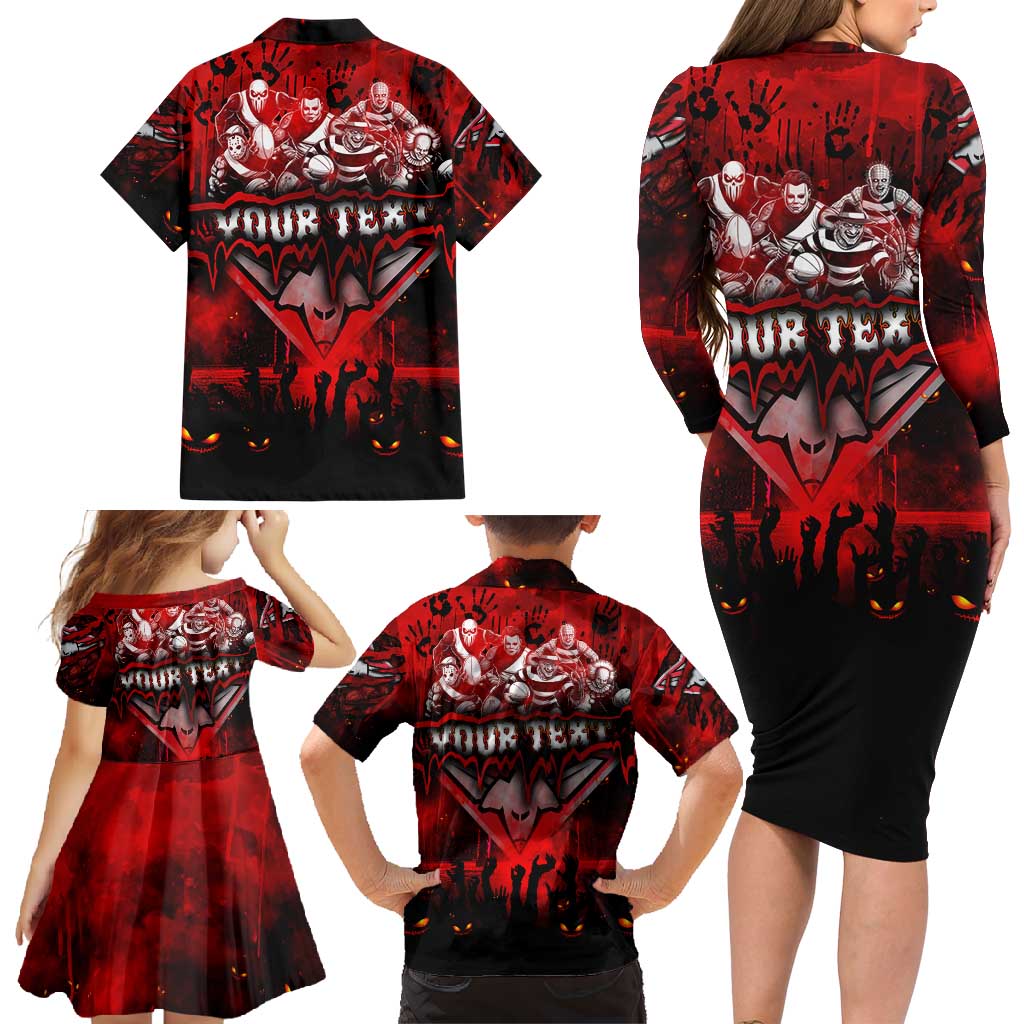 Step Into Horror Domain Bombers Football Family Matching Long Sleeve Bodycon Dress and Hawaiian Shirt Halloween Horror Movie Characters - Aussie Hoodie