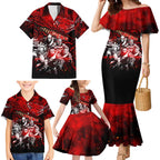 Step Into Horror Domain Bombers Football Family Matching Mermaid Dress and Hawaiian Shirt Halloween Horror Movie Characters - Aussie Hoodie