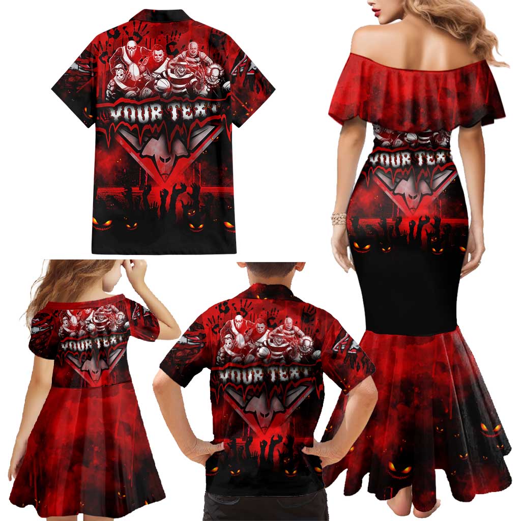 Step Into Horror Domain Bombers Football Family Matching Mermaid Dress and Hawaiian Shirt Halloween Horror Movie Characters - Aussie Hoodie