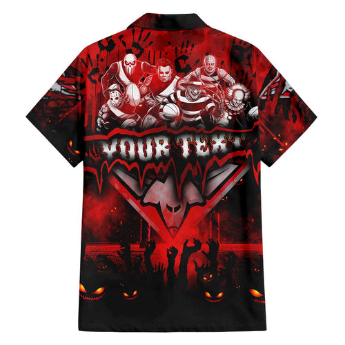 Step Into Horror Domain Bombers Football Family Matching Off The Shoulder Long Sleeve Dress and Hawaiian Shirt Halloween Horror Movie Characters - Aussie Hoodie
