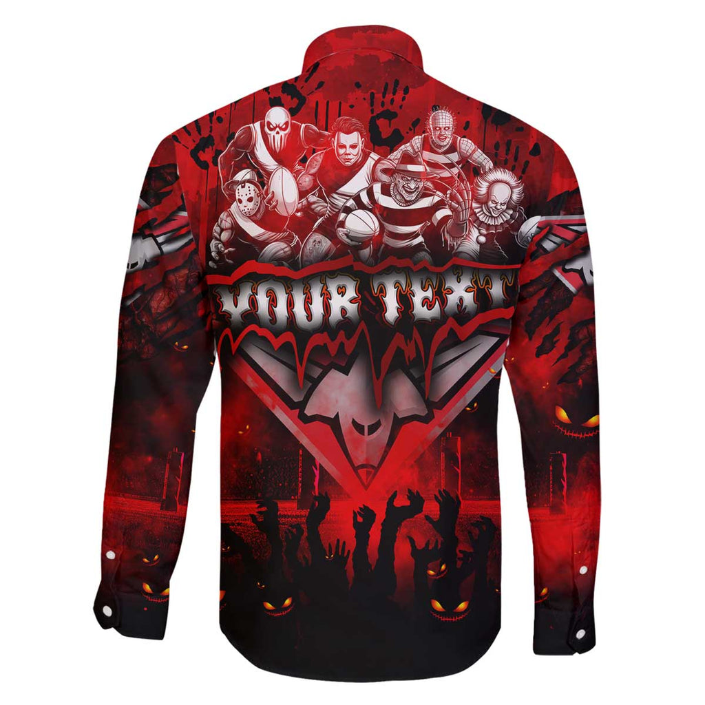 Step Into Horror Domain Bombers Football Family Matching Off The Shoulder Long Sleeve Dress and Hawaiian Shirt Halloween Horror Movie Characters - Aussie Hoodie