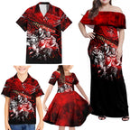 Step Into Horror Domain Bombers Football Family Matching Off Shoulder Maxi Dress and Hawaiian Shirt Halloween Horror Movie Characters - Aussie Hoodie